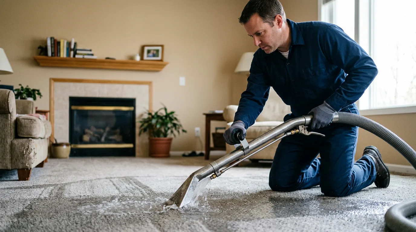 Water damage restoration technician working near Fishersville, VA